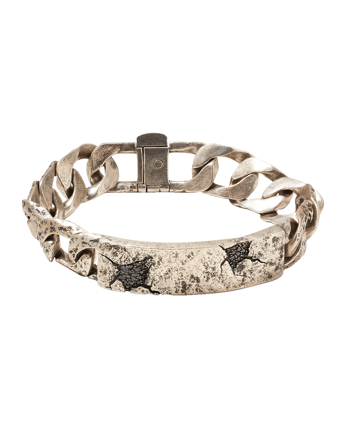 David Yurman Men's Curb Chain Bracelet with Pavé Diamonds in Silver, 11