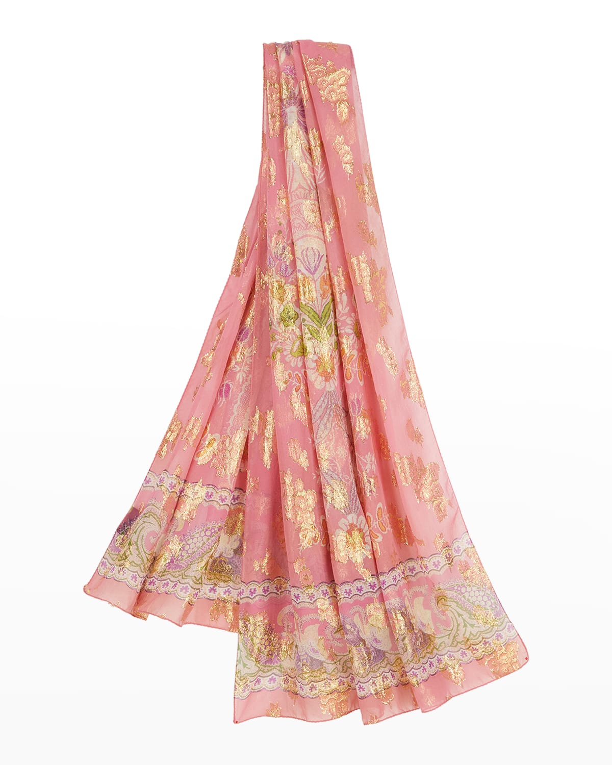 Pink Viscose Silky Jacquard Woven Fabric Reversible Art Design Scarf