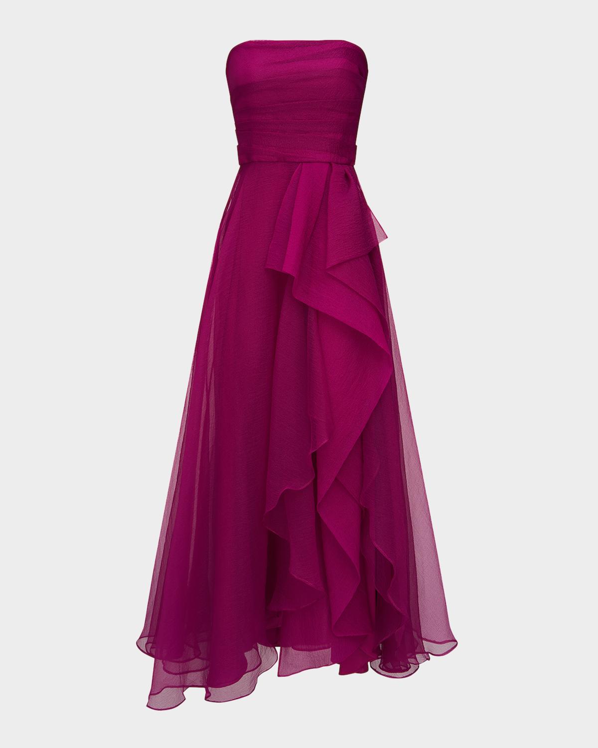 Theia Teresa Draped Strapless Gown