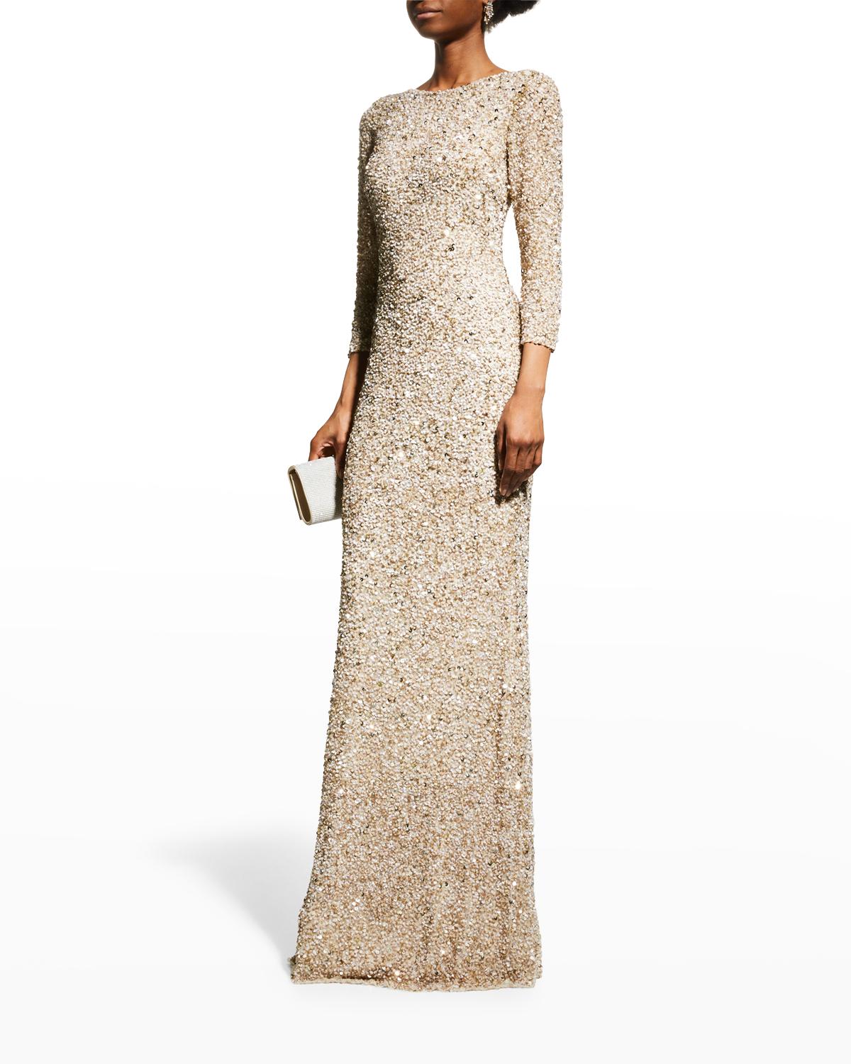 Theia Sequin Column Gown