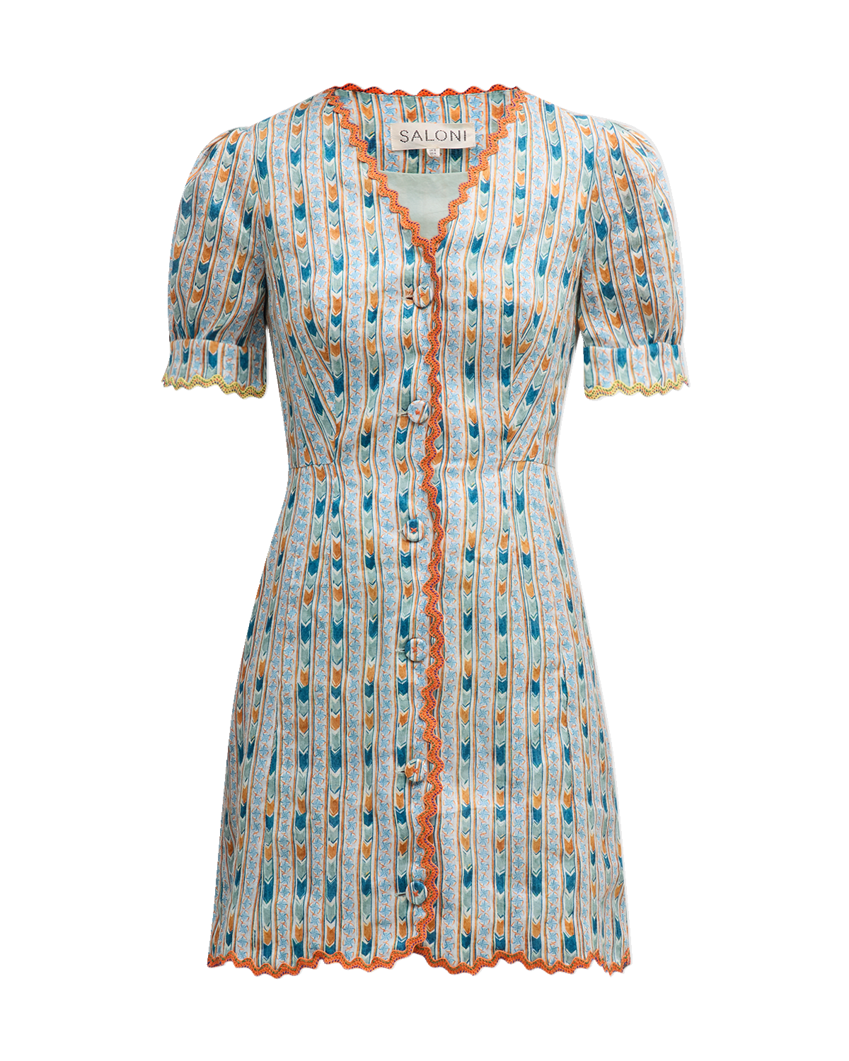 Saloni Marlee Short Embroidered Linen Dress