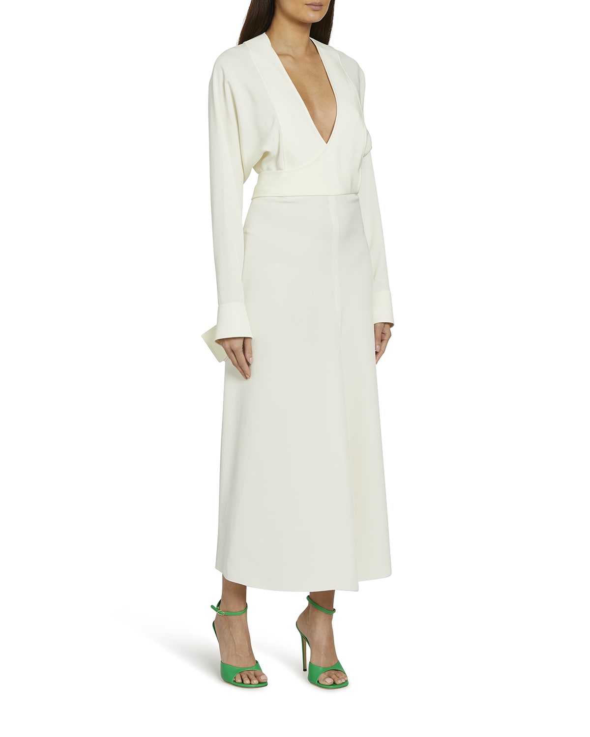 White V Neckline Dress | Neiman Marcus