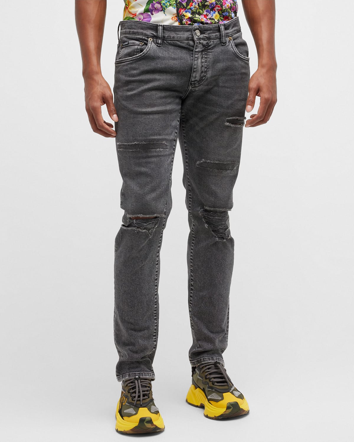 ripped straight jeans mens