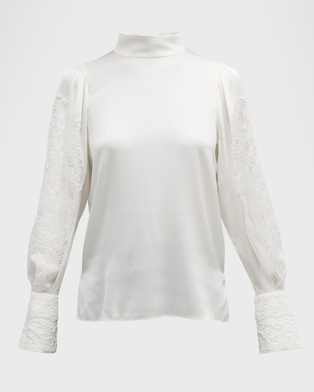 Kobi Halperin Eileen Beaded Mock-Neck Silk Blouse
