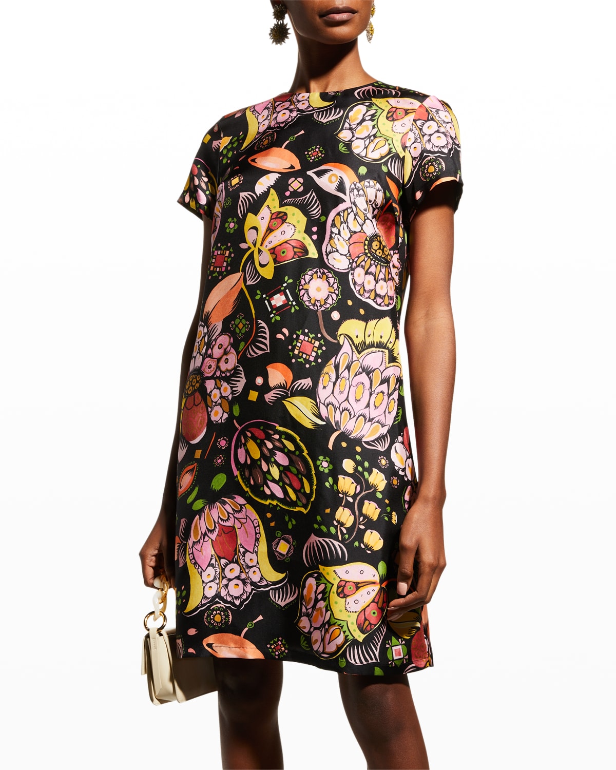 Silk Floral Dress Neiman Marcus
