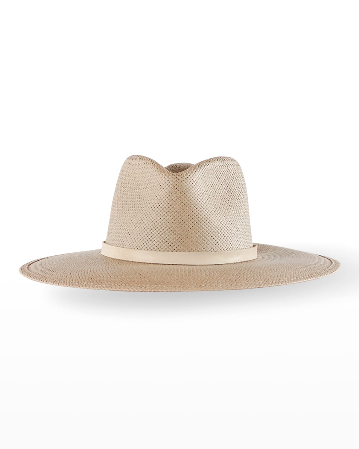 Janessa Leone Valentine Wide-Brim Straw Fedora Hat