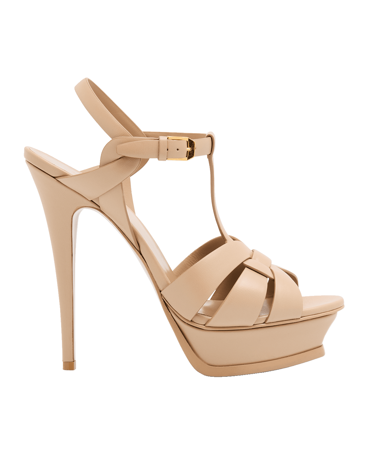 Saint Laurent Tribute Leather T-Strap Platform Sandals