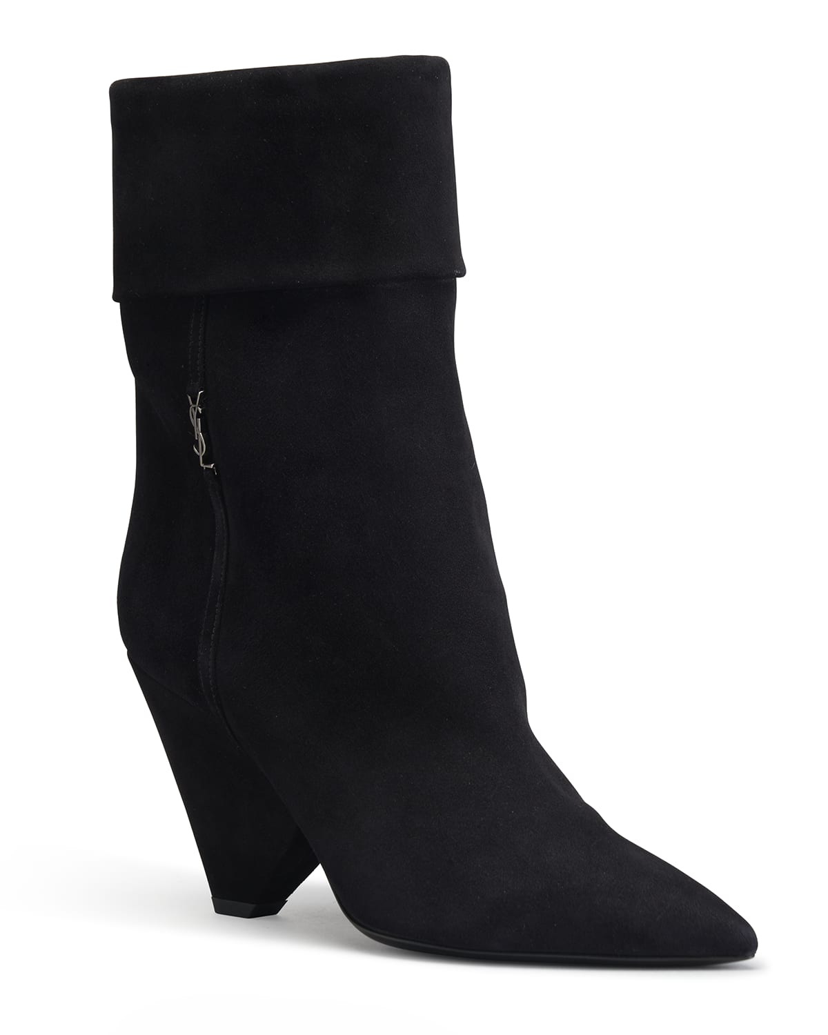 Saint Laurent Liz Suede Cone-Heel Boots