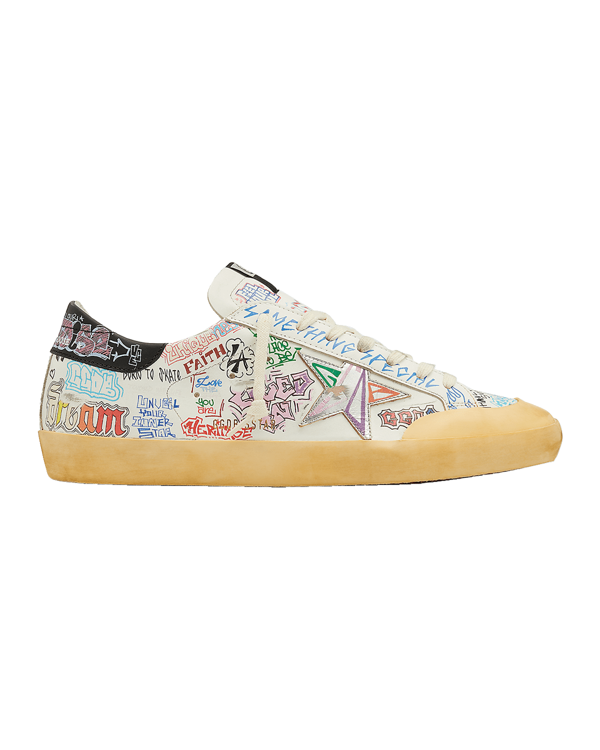 Golden Goose Men's Super-Star Graffiti-Print Leather Low-Top Sneakers