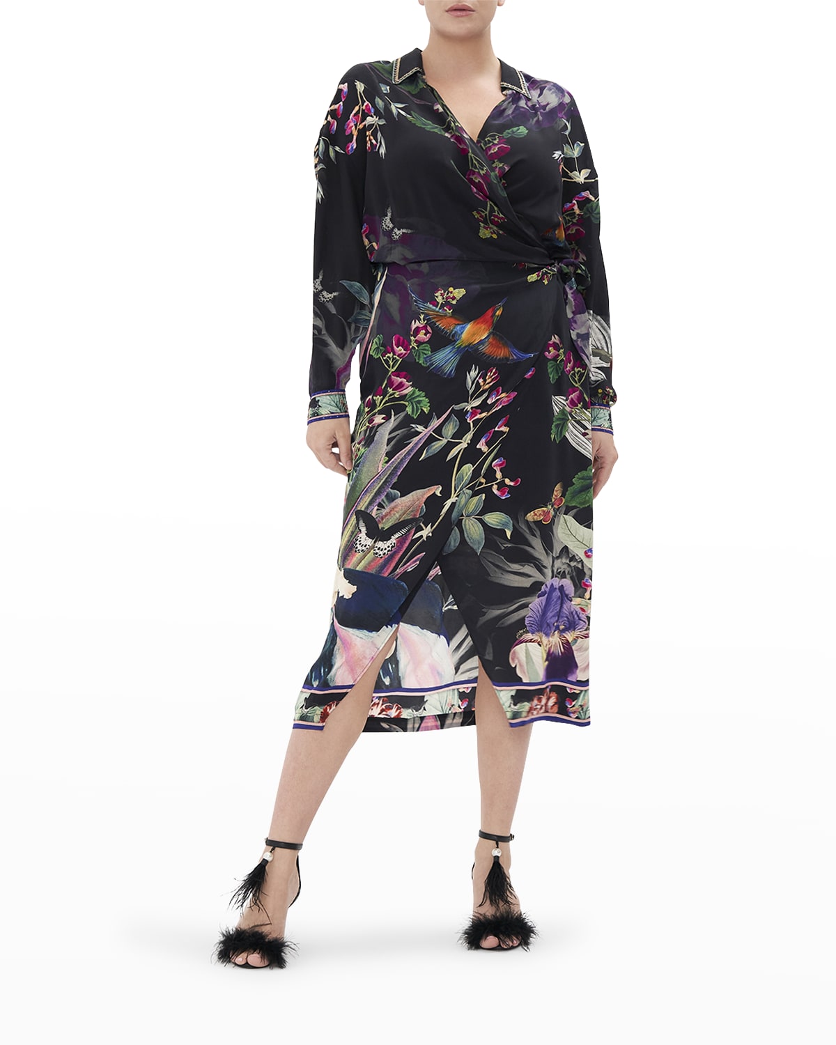 Long Sleeves Silk Shirt Dress | Neiman Marcus