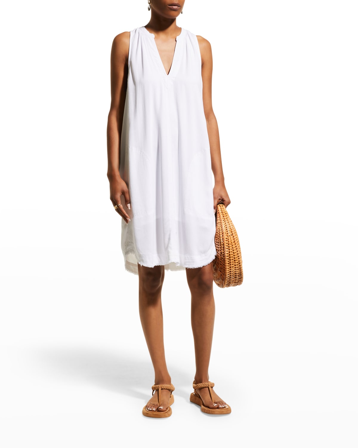 White V Neckline Dress | Neiman Marcus