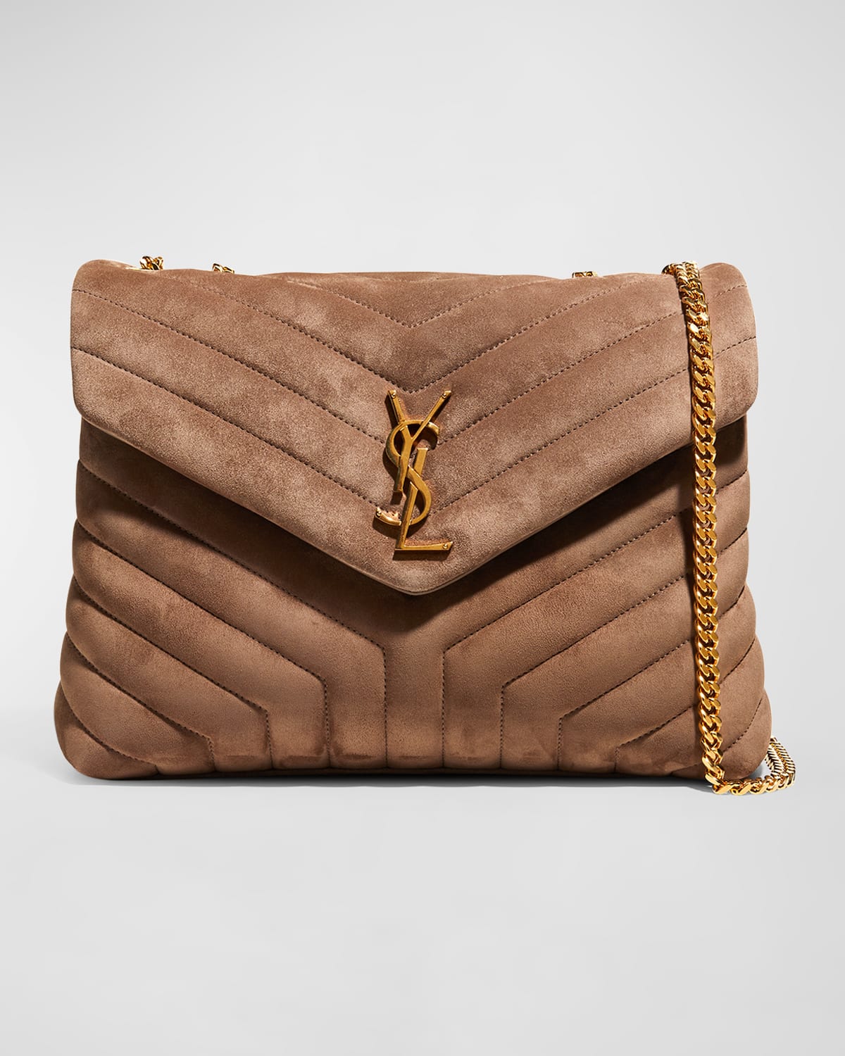 Saint Laurent Loulou Medium YSL Shoulder Bag in Quilted Suede