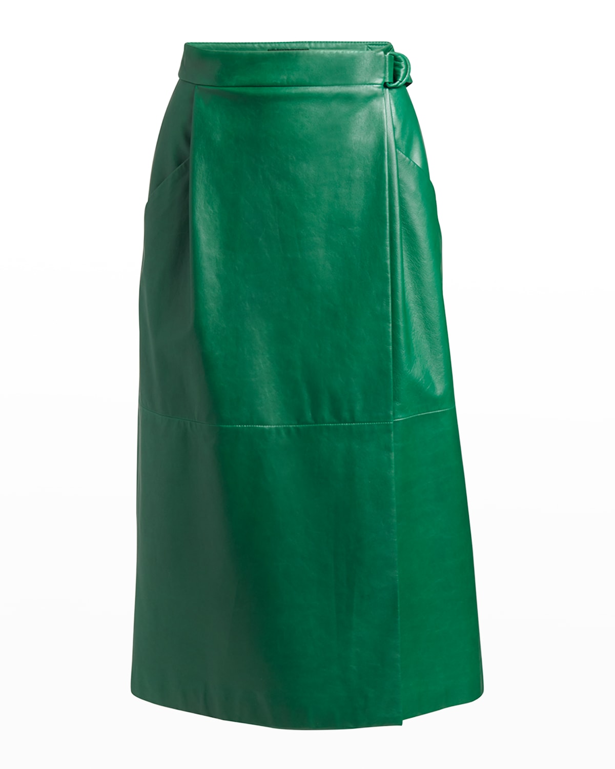 Giorgio Armani Nappa Leather Midi Wrap Skirt