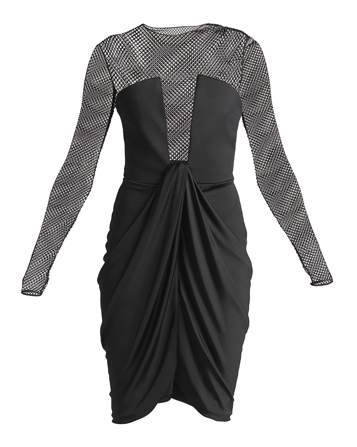 Giorgio Armani Crystal Mesh Draped Jersey Illusion Dress
