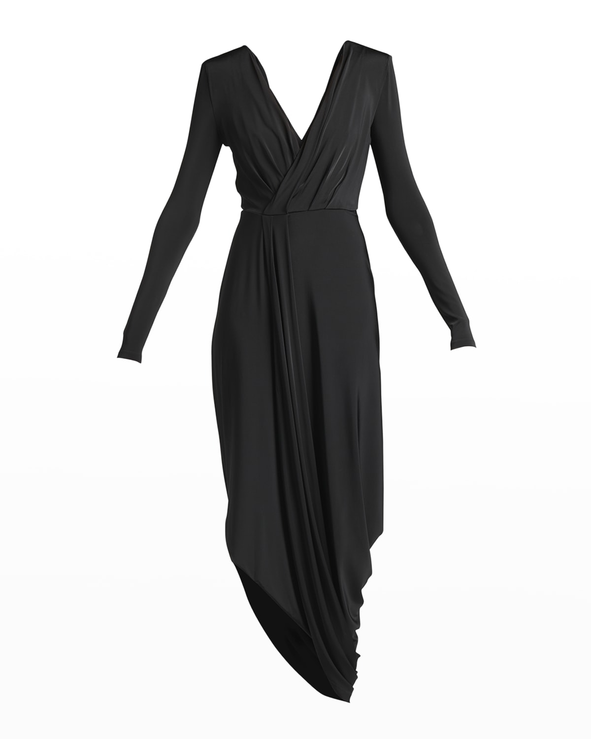 Giorgio Armani V-Neck Draped Jersey Maxi Dress