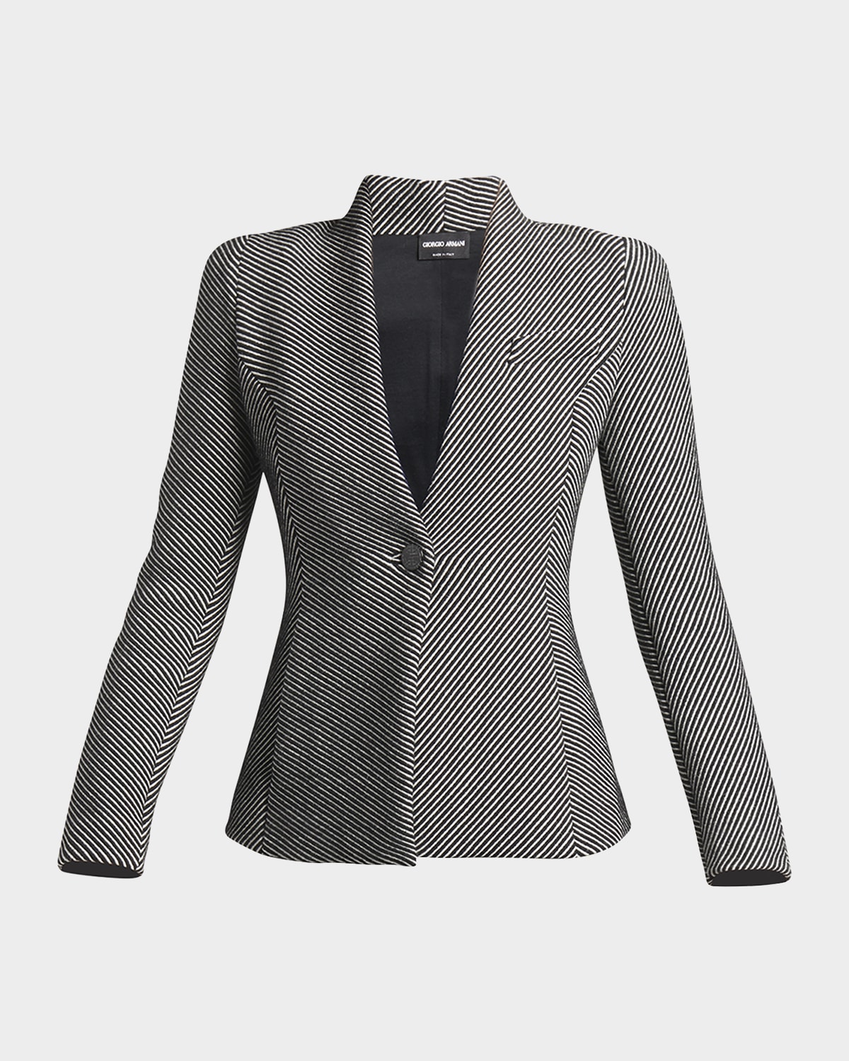 Giorgio Armani Diagonal Stripe Single-Breasted Jersey Jacket