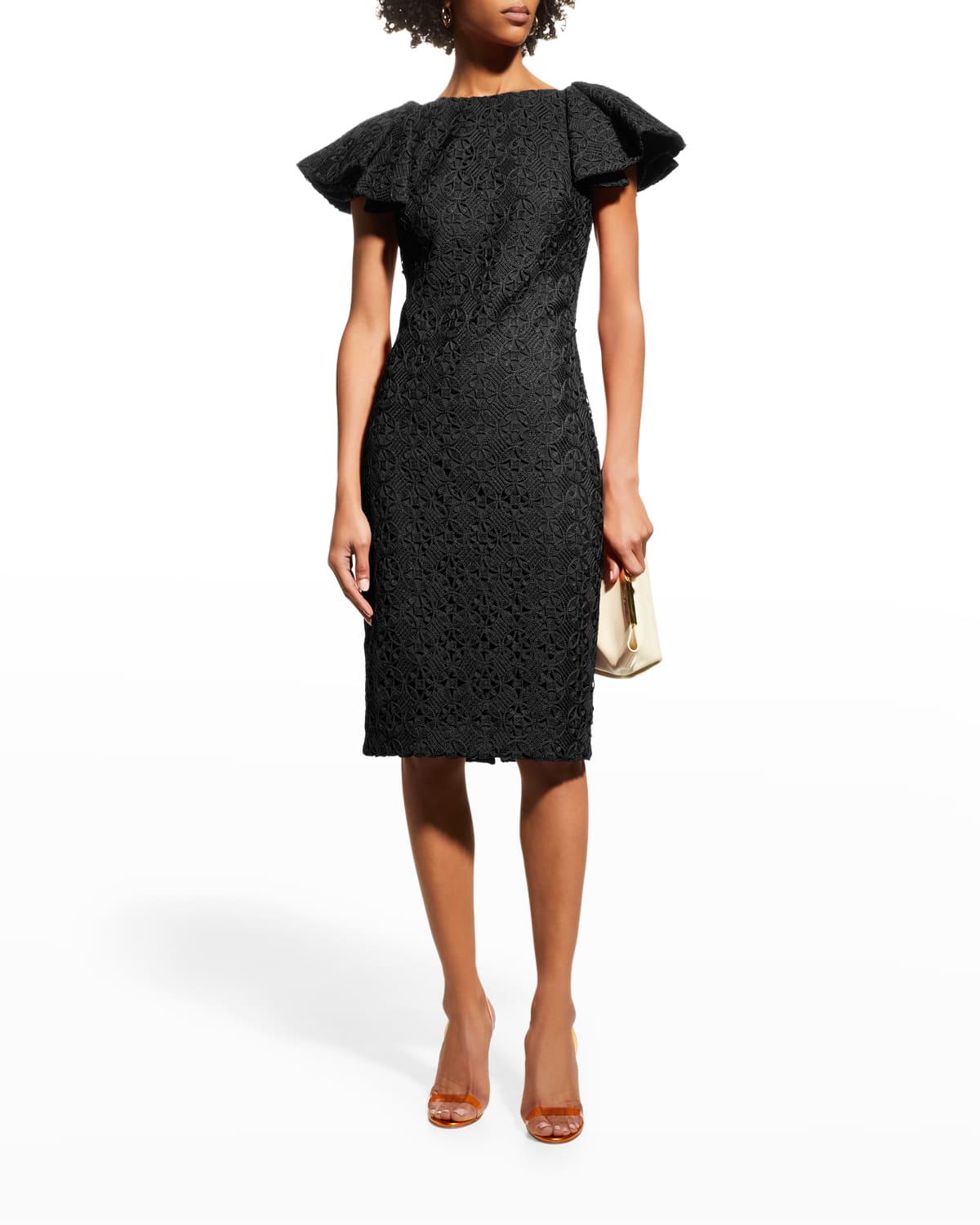 4511214 Black Patterned Sheath Dress