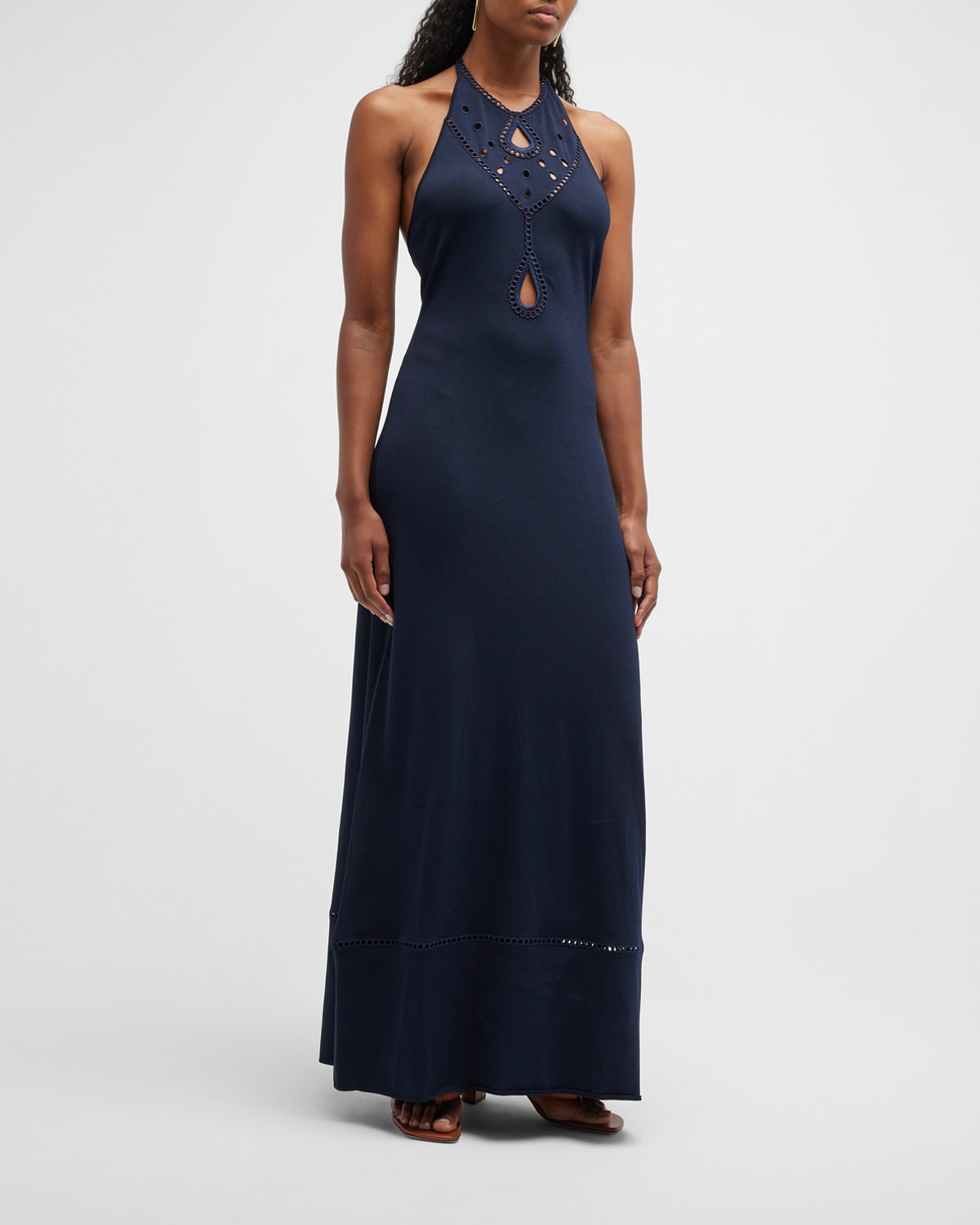 Blue Halter Dress Neiman Marcus