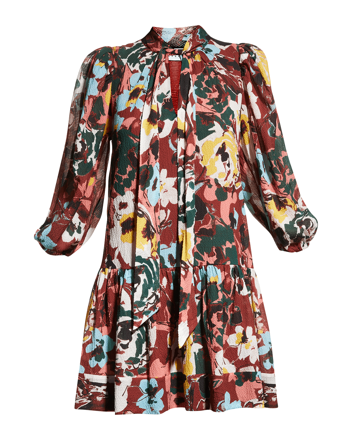 Kobi Halperin Sami Floral-Print Blouson-Sleeve Mini Dress | Neiman Marcus