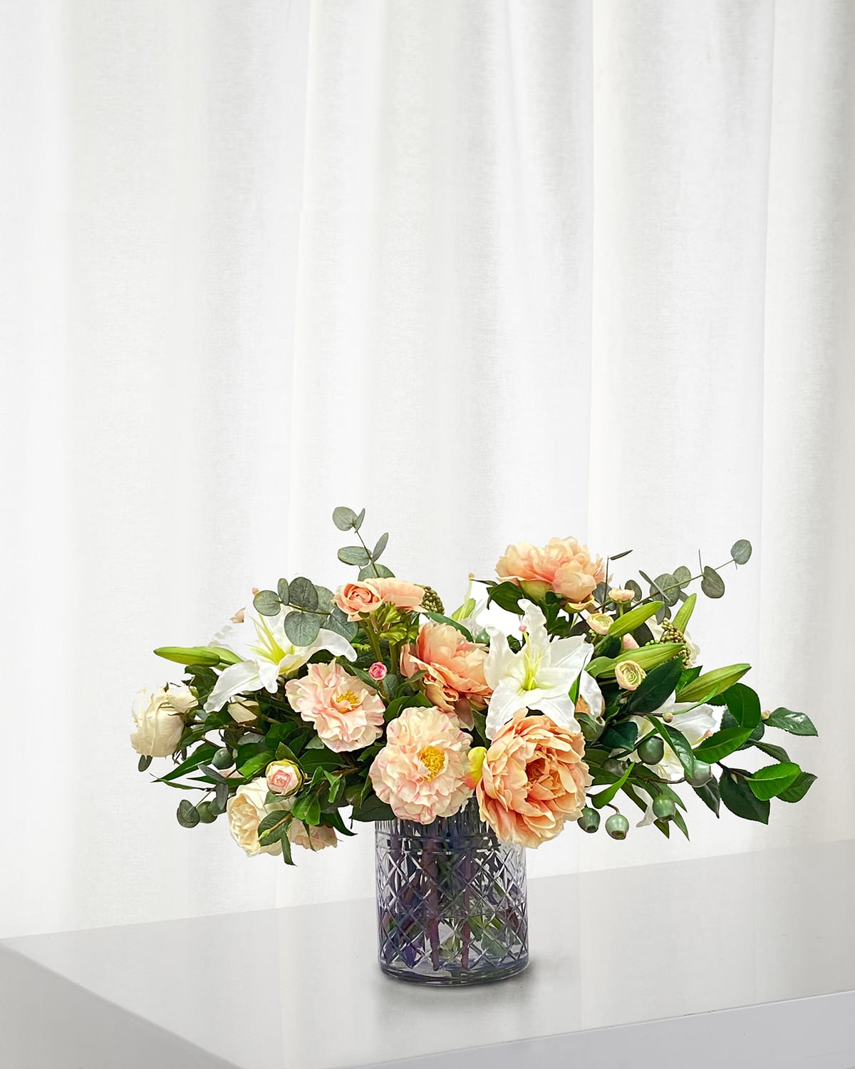 Winward Home Cafe Au Lait Combo Faux Flowers in Glass Vase | Thumbnail 4
