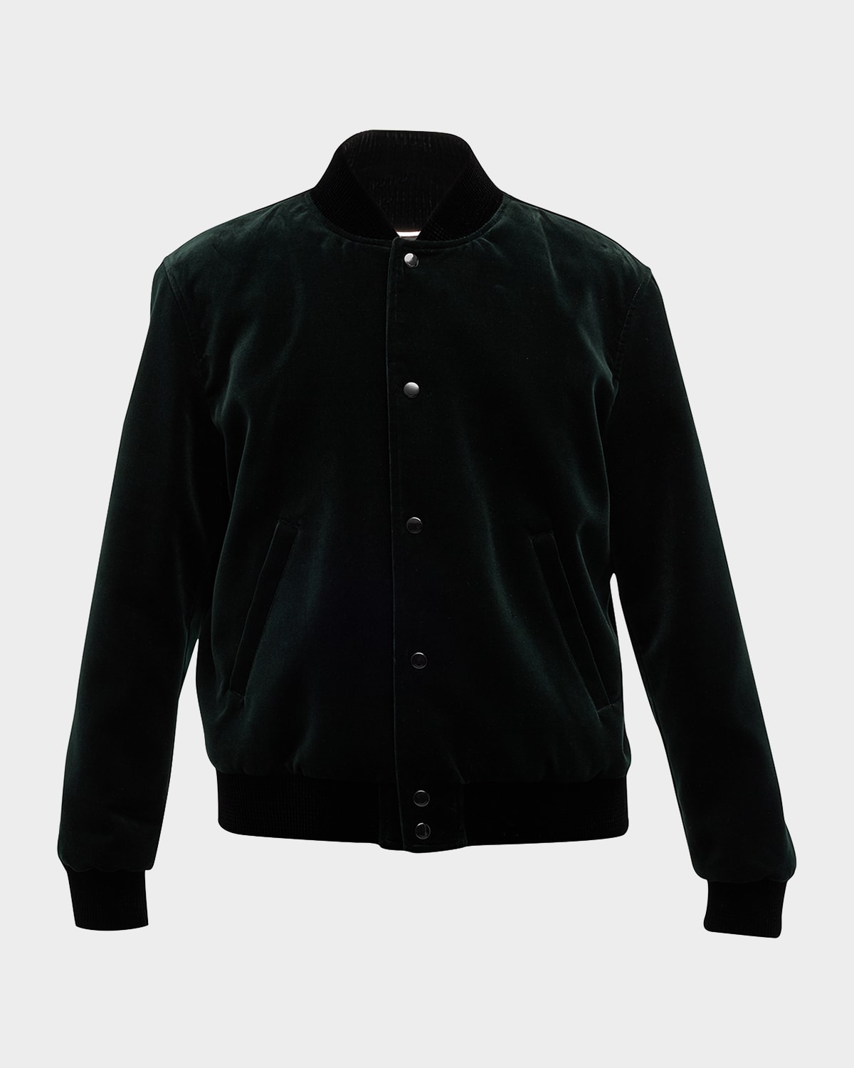 Saint Laurent Men's Velvet Logo Teddy Jacket
