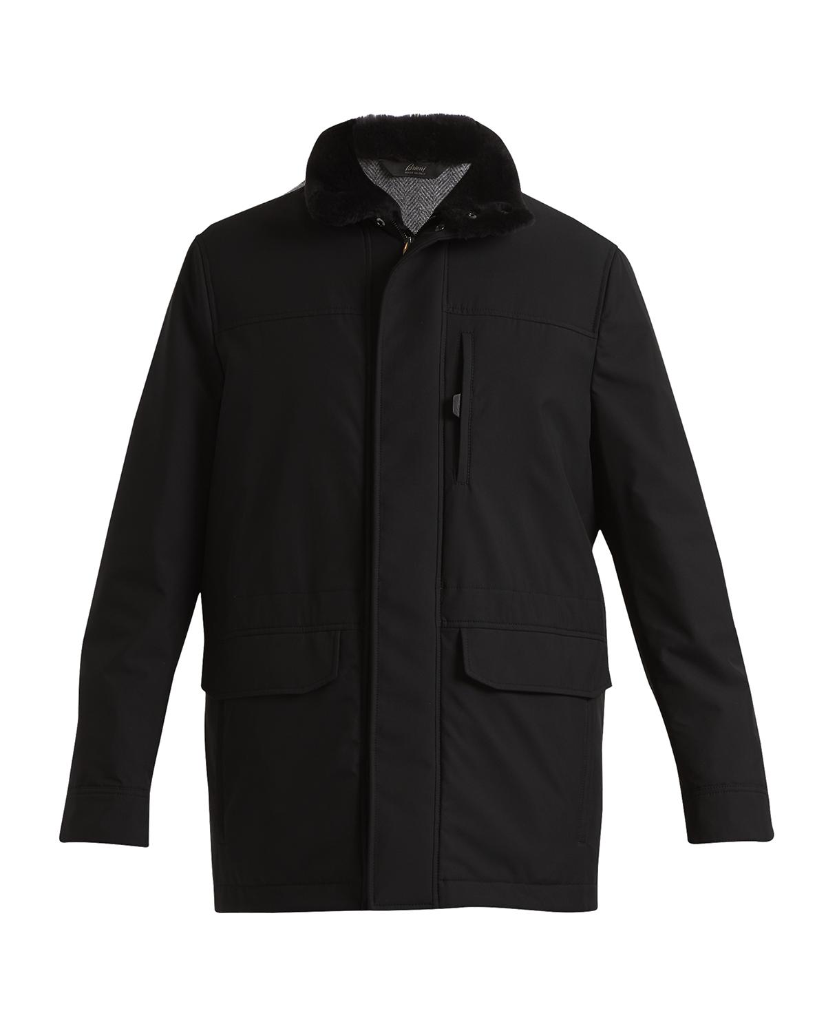 Brioni Men's Shearling Collar Field Jacket