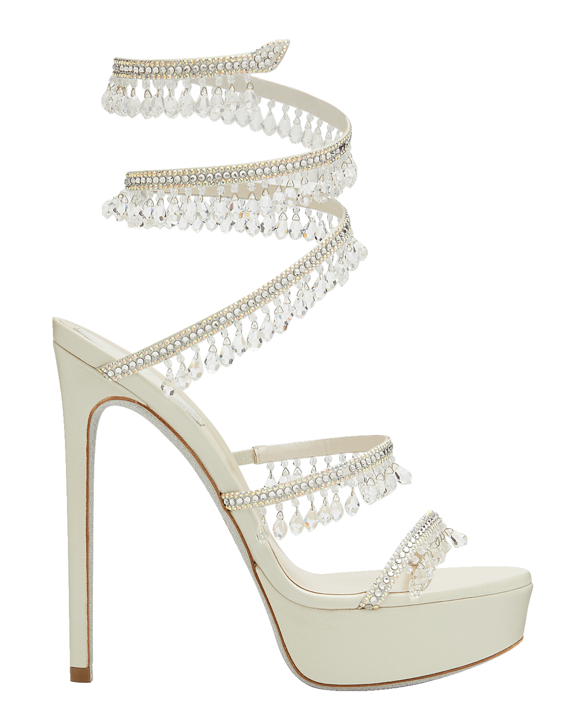 Rene Caovilla Chandelier Beaded Snake-Wrap Platform Sandals