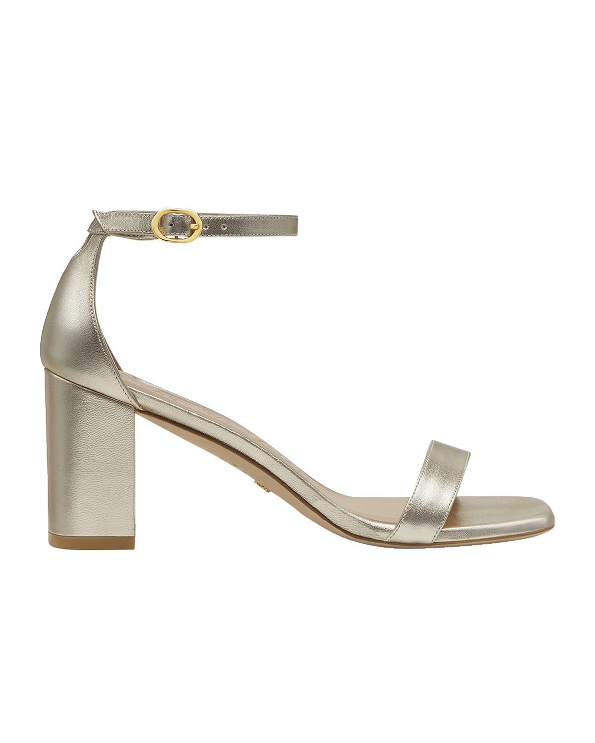 Stuart Weitzman Nudistcurve Metallic Ankle-Strap Sandals