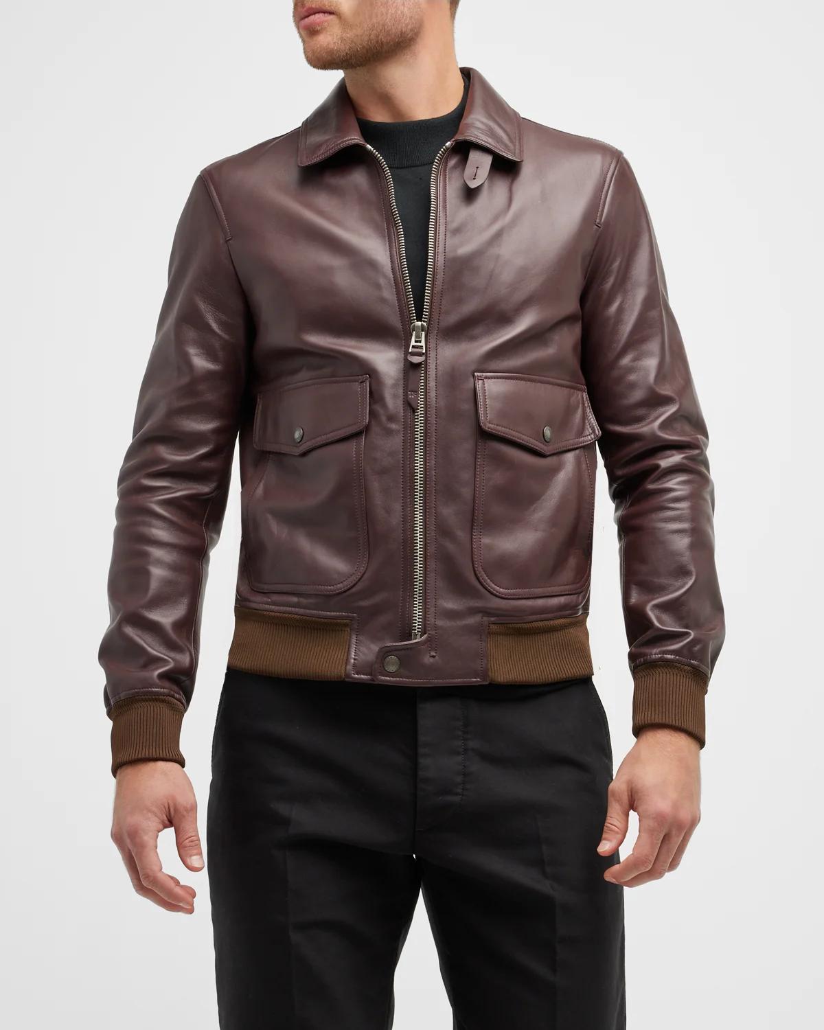 Ribbed Leather Jacket | Neiman Marcus