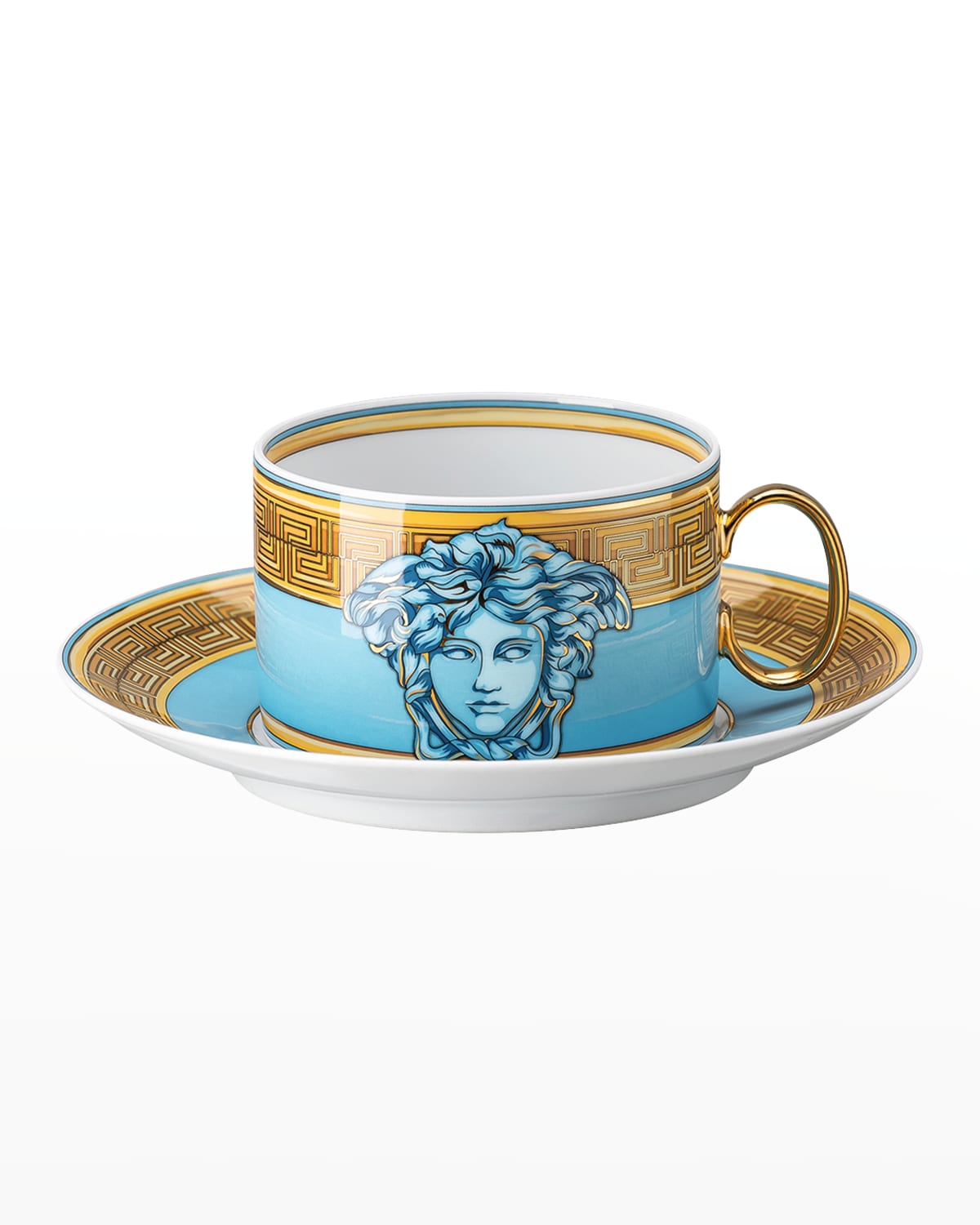 Versace Medusa Amplified Blue Coin Tea Cup and Saucer