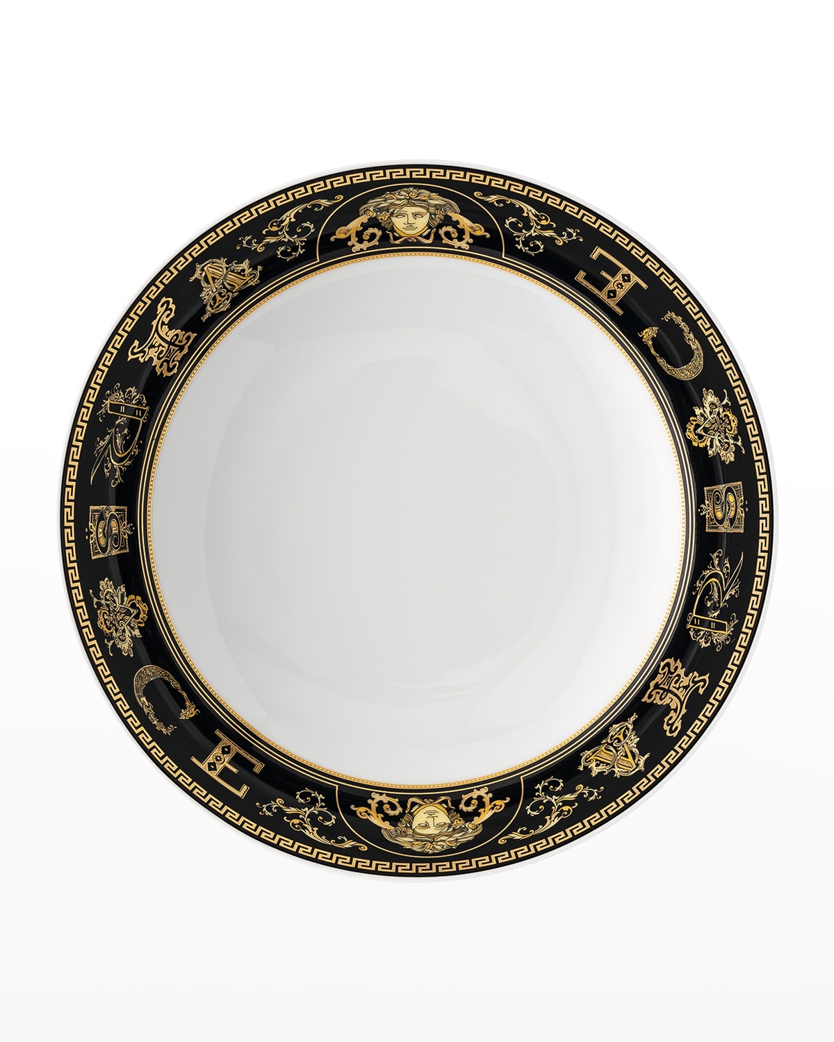 Versace Virtus Gala Black Rim Soup Bowl