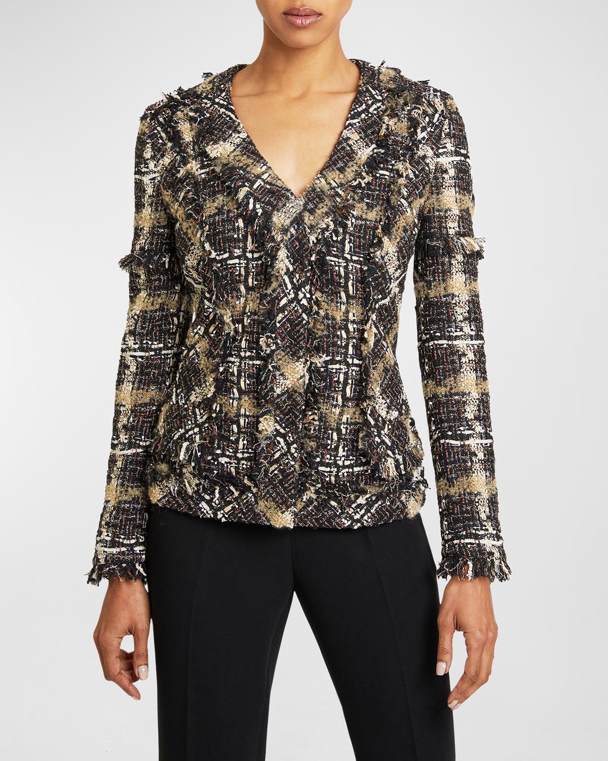 Tweed V-Neck Knit Jacket