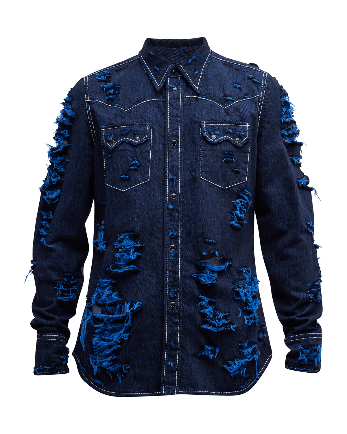Marni Men's Destroyed Denim Western Shirt