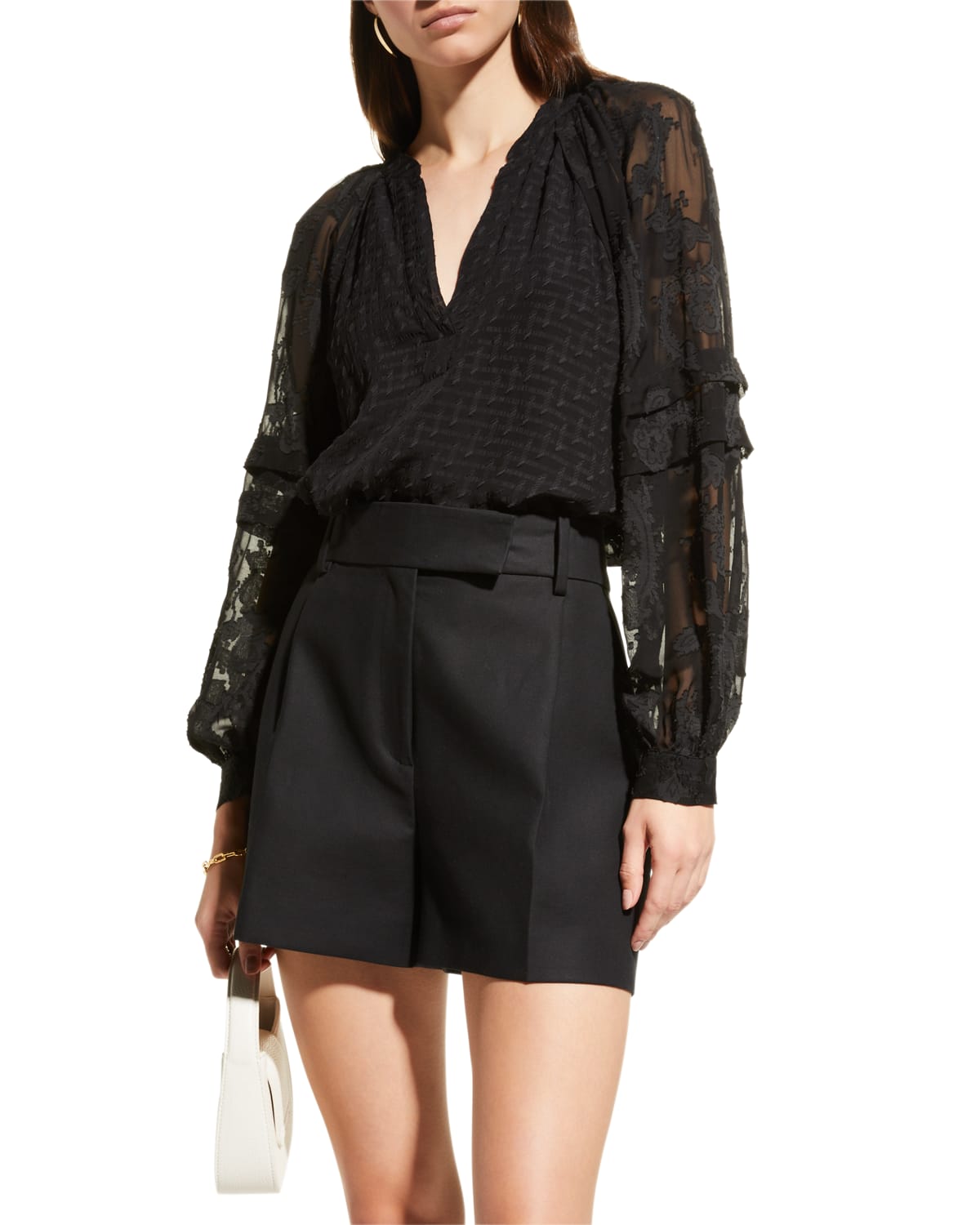 No Concerns Embroidered Sleeve Blouse