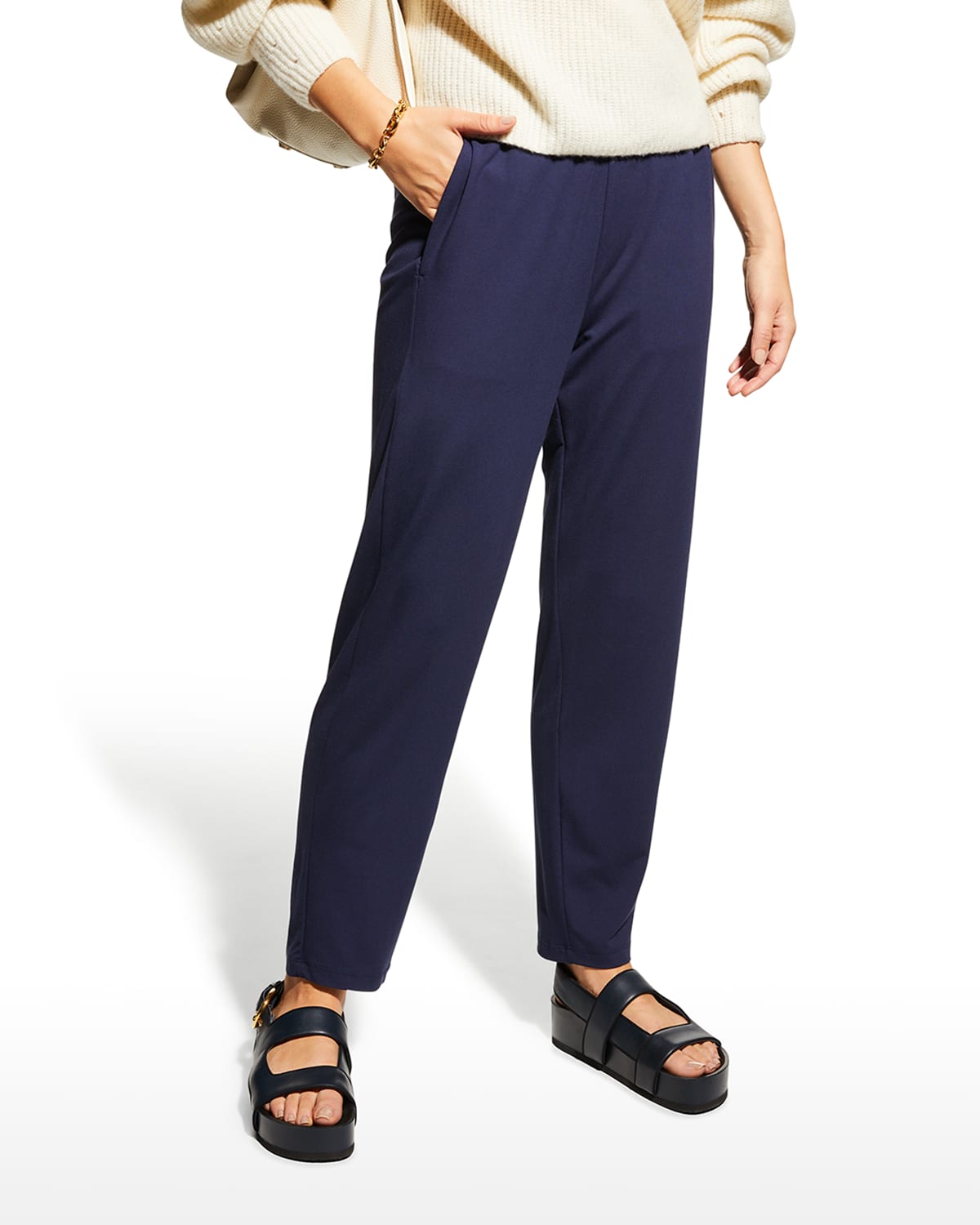 Slacks and Chinos Capri and cropped trousers Eileen Fisher Cropped Straight Pant in Blue Save 10% Womens Clothing Trousers 