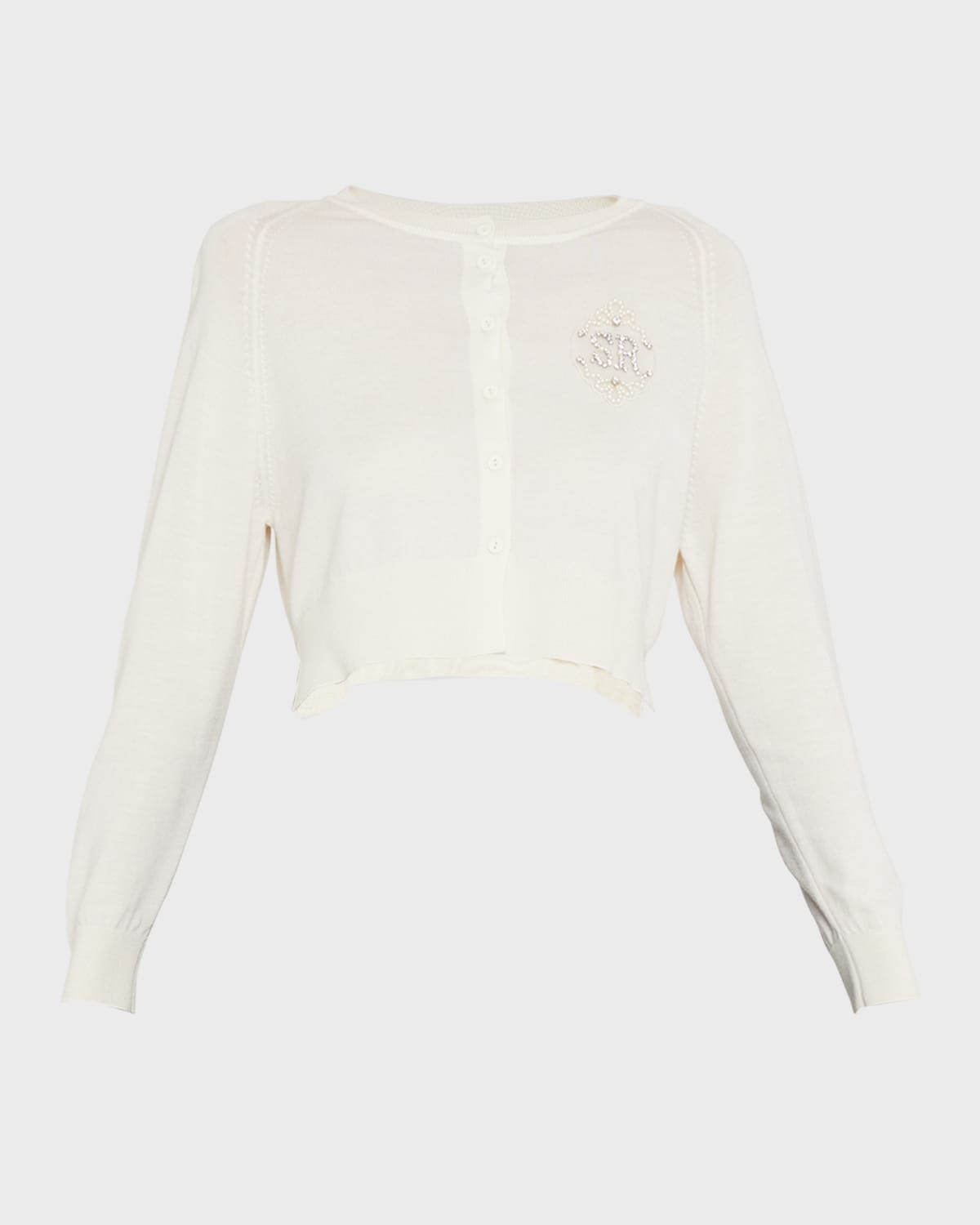 Simone Rocha Bead-Embellished Wool Crop Cardigan