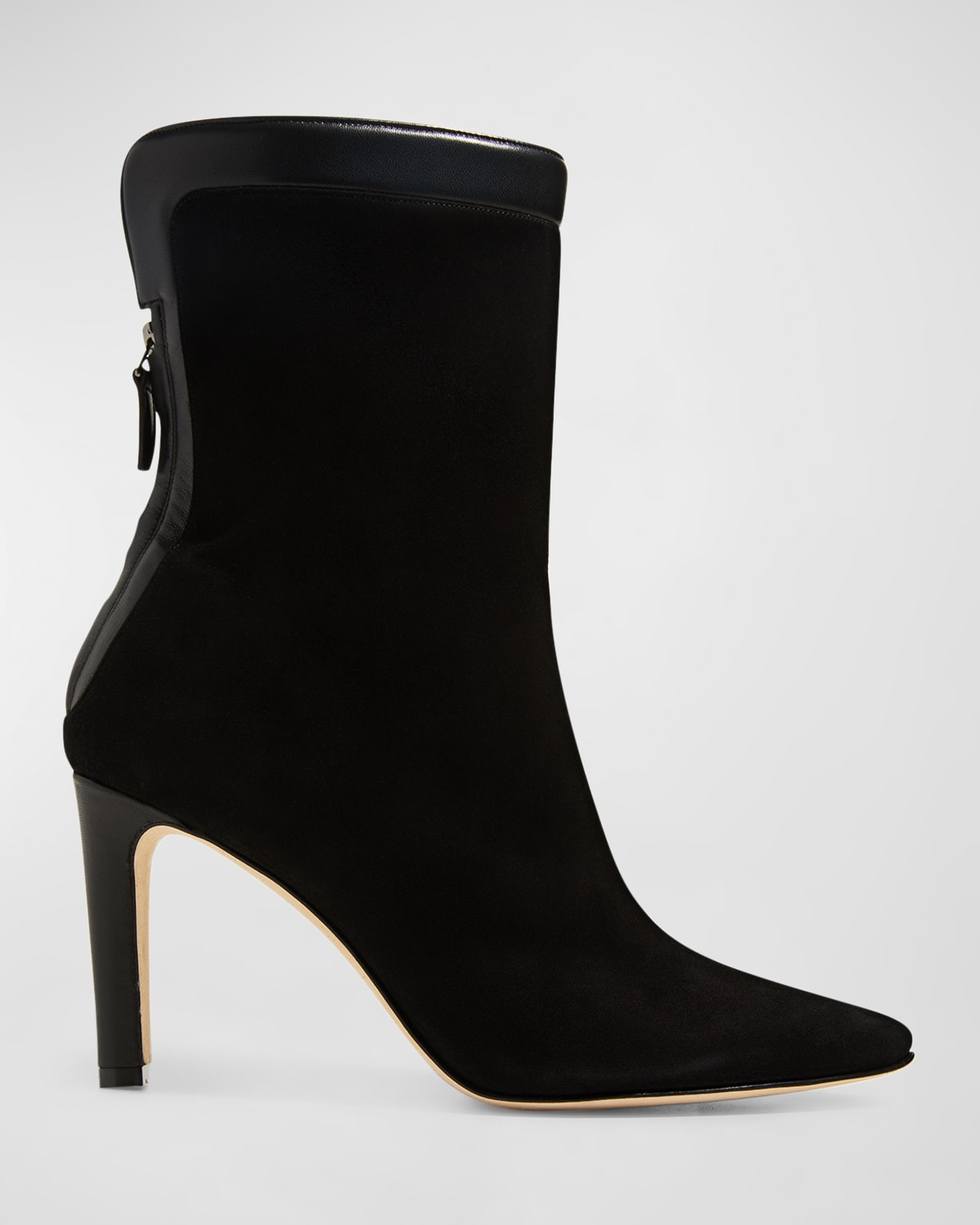 black suede pointed toe booties