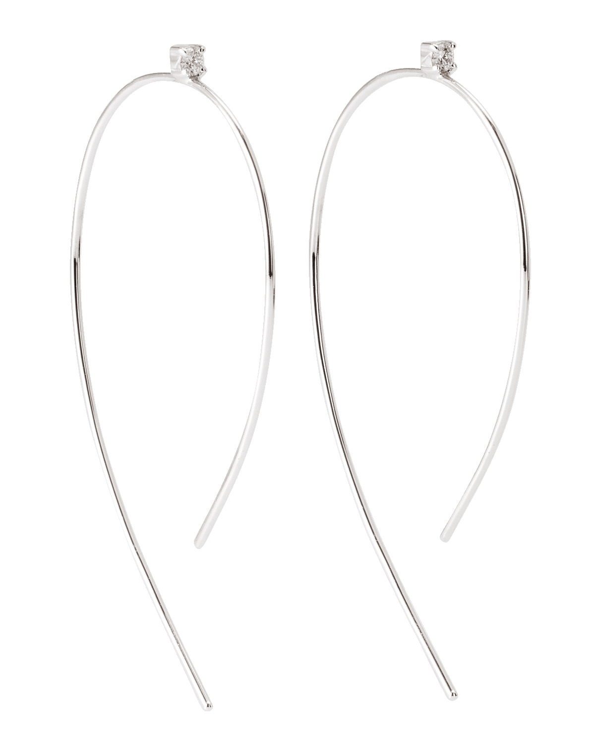 LANA Mini Wire Hooked On Hoop Earrings with Diamonds, 38mm