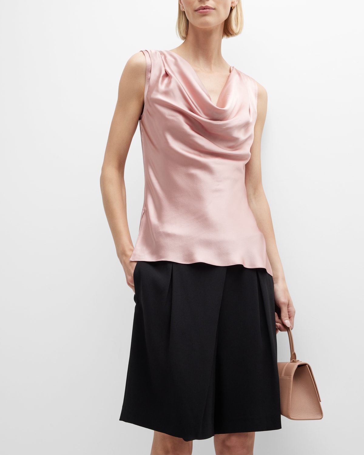 shiny charmeuse cowl neck