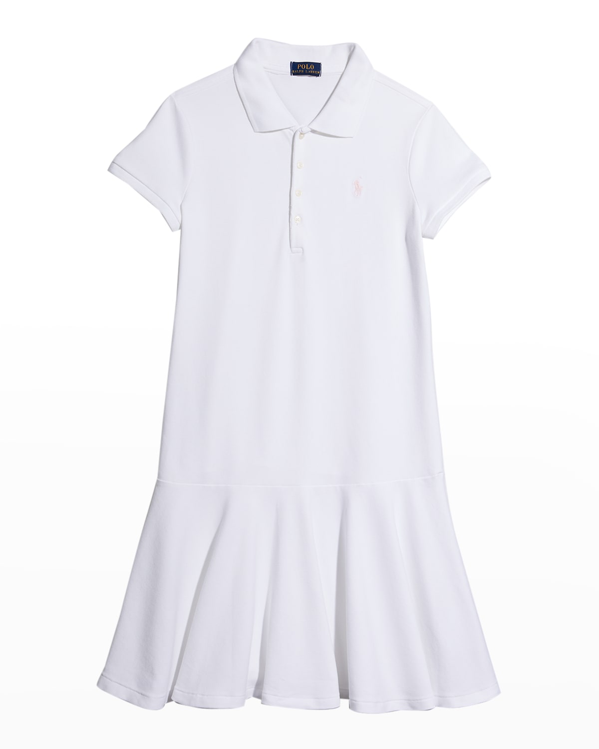 Ralph Lauren Childrenswear Girl's Short-Sleeve Knit Drop-Waist Polo Dress, Size S-XL
