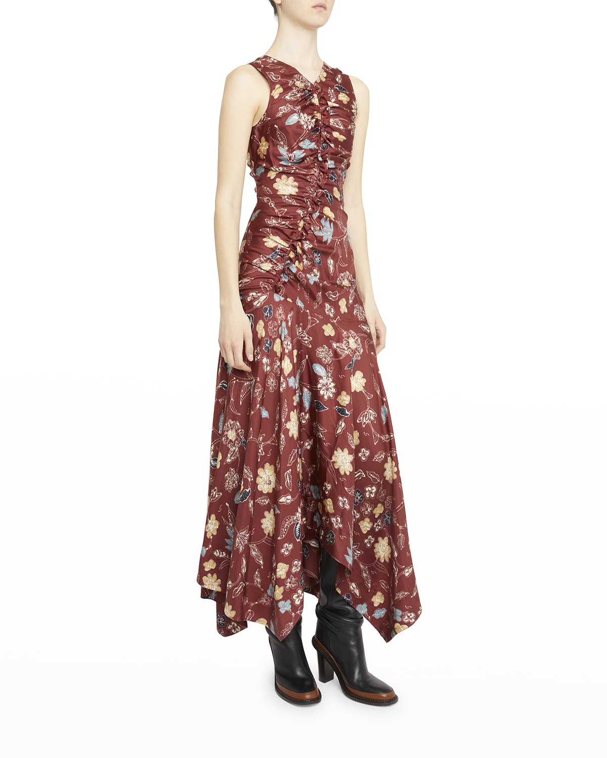 Silk Floral Dress Neiman Marcus