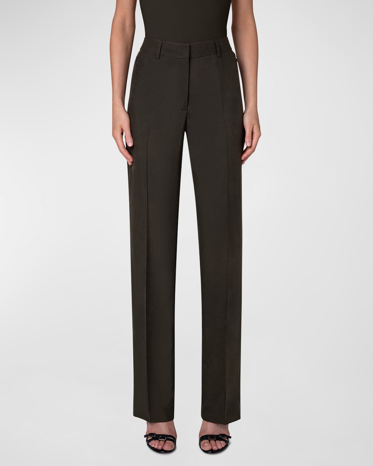 Womens Clothing Trousers Nue Nima Silk Trousers in Black Slacks and Chinos Straight-leg trousers 