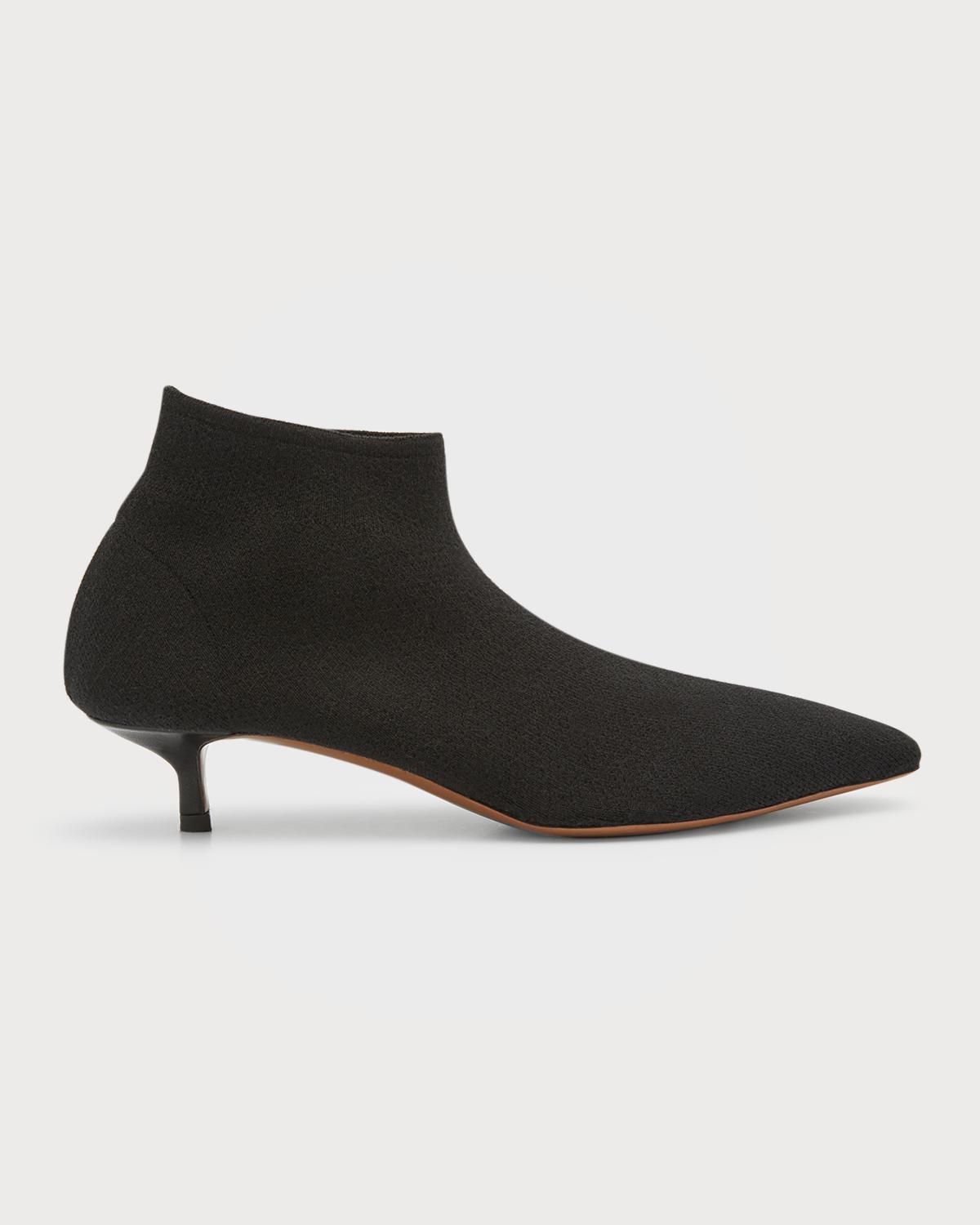 Idra Pointed Goatskin Kitten-Heel Booties