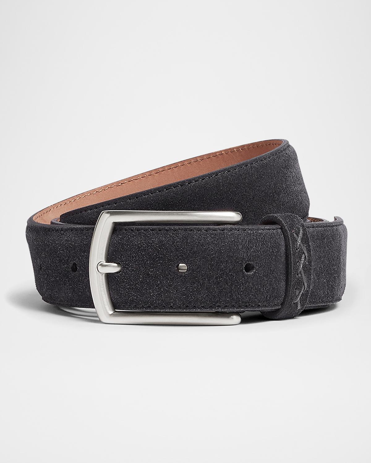 ZEGNA Men's Triple Stitch Leather Belt