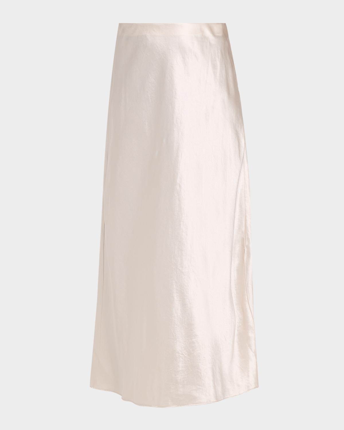 Vince Side-Slit Satin Slip Skirt
