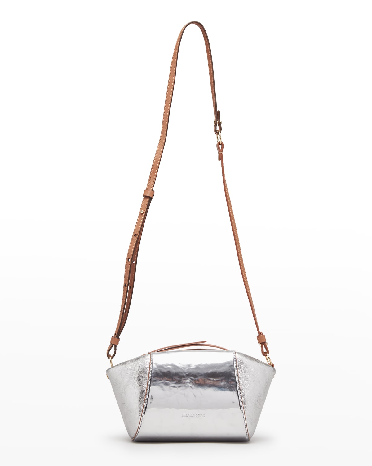 silver metallic crossbody bag