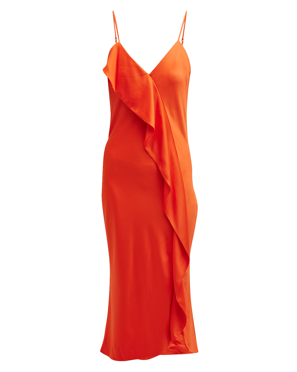 Lace v neck satin slit irregular cami maxi dress main image 0