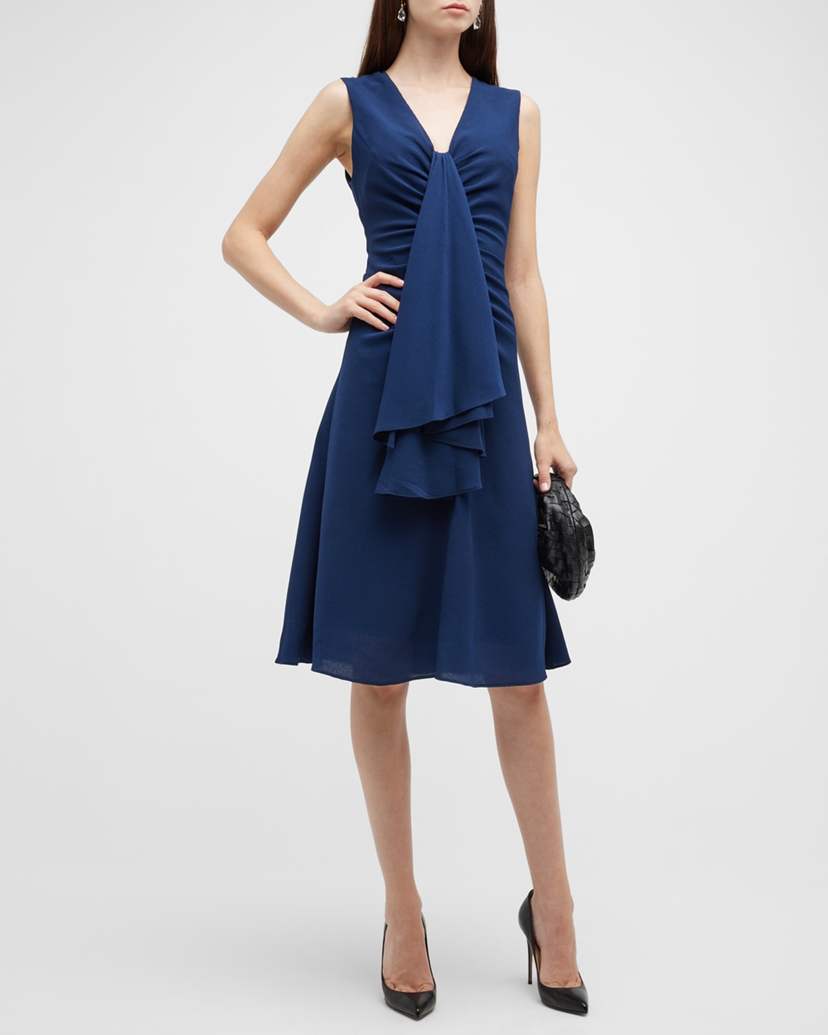 Draped V Neckline Dress | Neiman Marcus