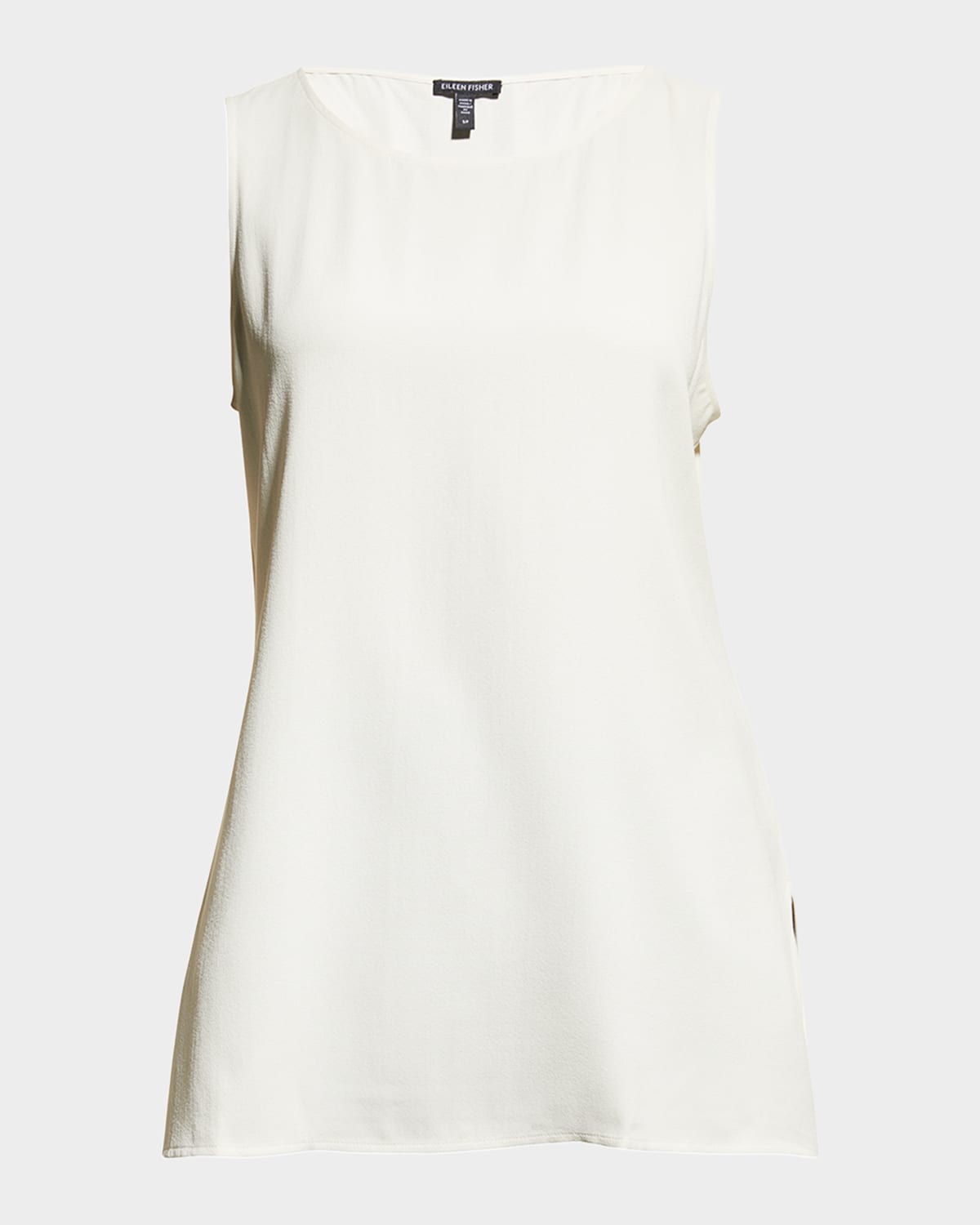 Eileen Fisher Crepe Scoop-Neck Side-Slit Tunic