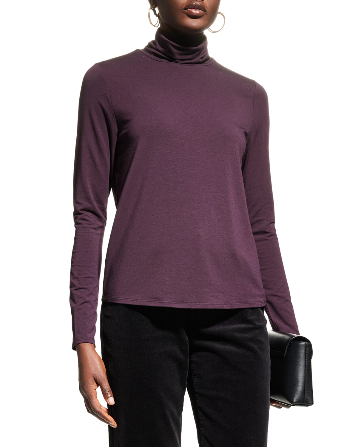 Eileen Fisher High-low Linen-blend Tunic in Purple Womens Clothing Tops Long-sleeved tops 